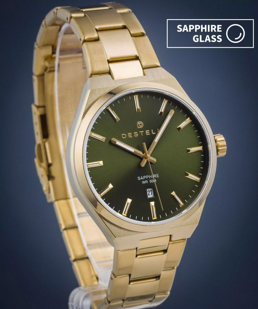 Часовник Мъжки DESTELL Aries Green Gold Steel Sapphire