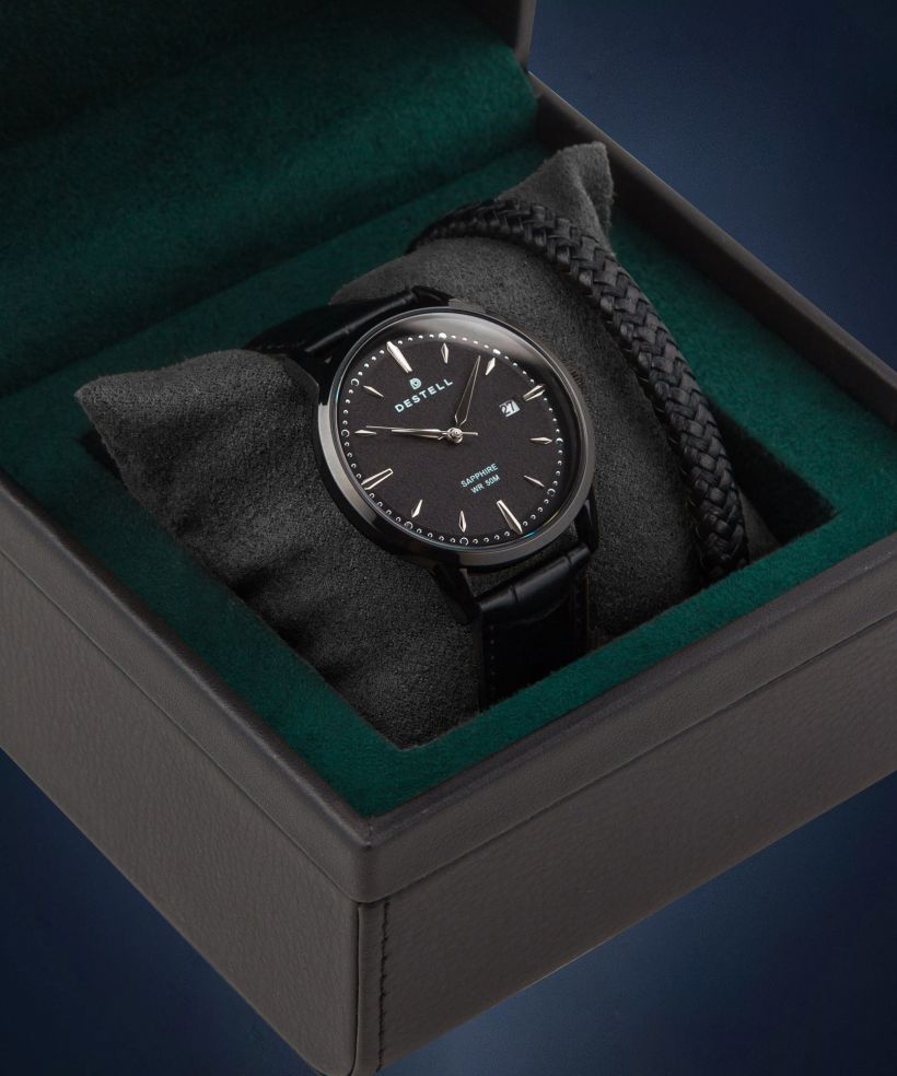 Часовник Мъжки DESTELL Pictor Full Black Sapphire Gift Set