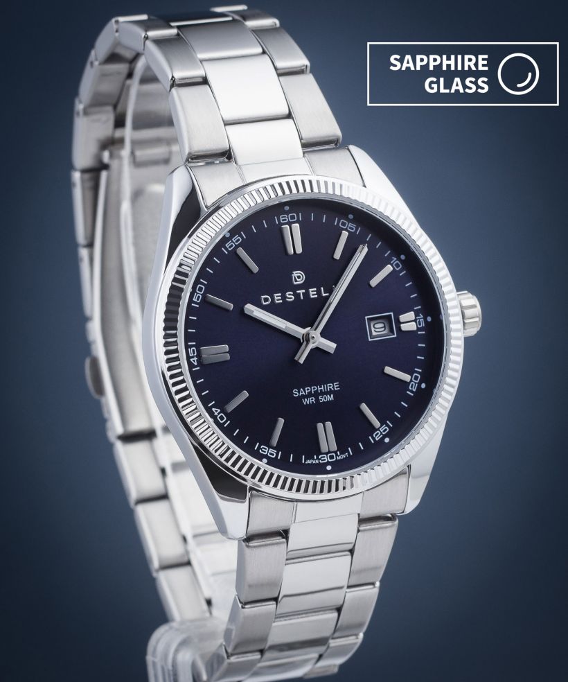 Часовник Мъжки DESTELL Loup Blue Silver Steel Sapphire