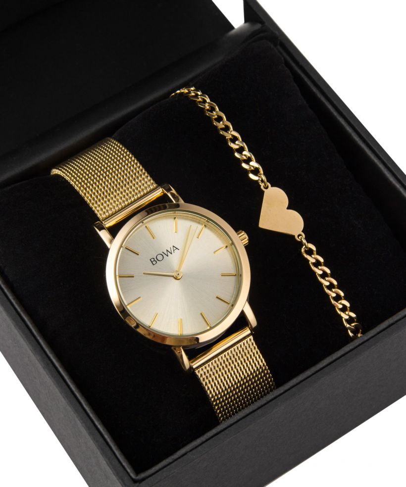BOWA Tokyo Full Gold Mesh 33 Gift Set (часовник + гривна)