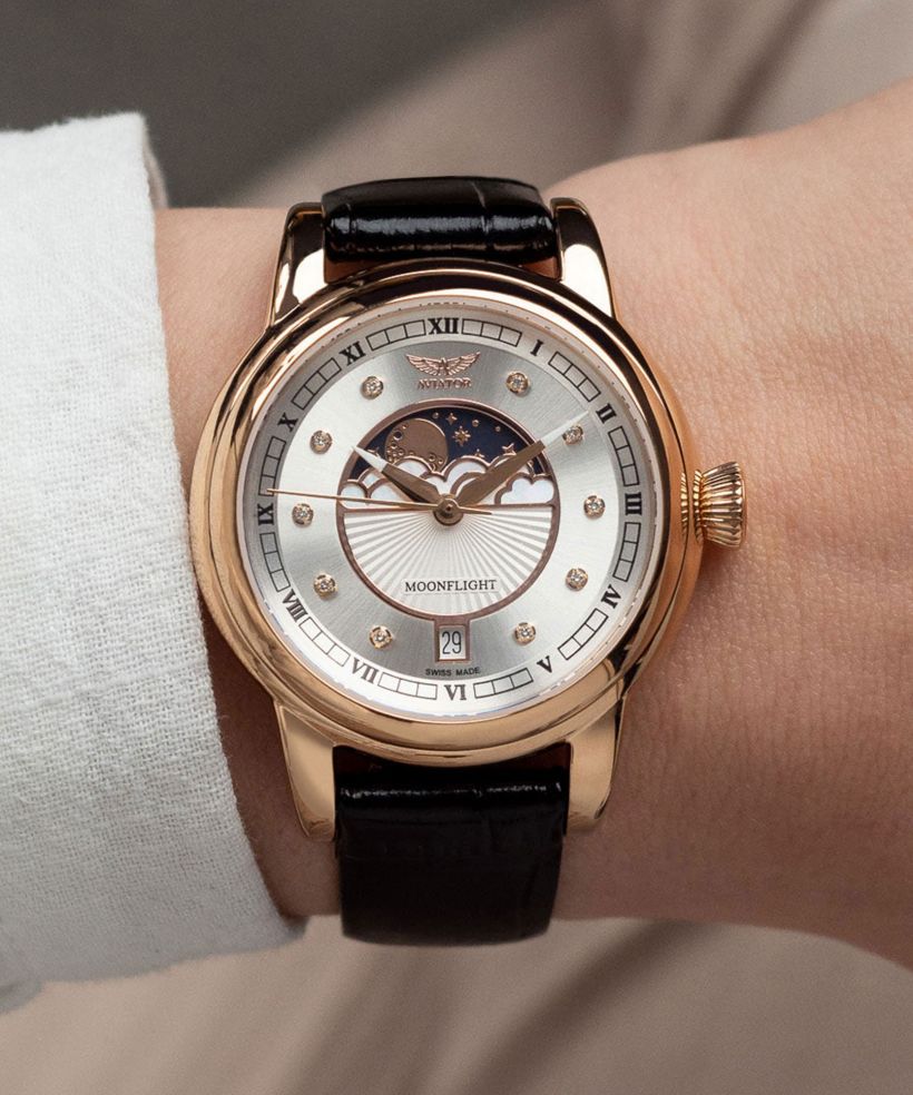 Часовник Дамски Aviator Douglas Moonflight Silver Diamonds Limited Edition
