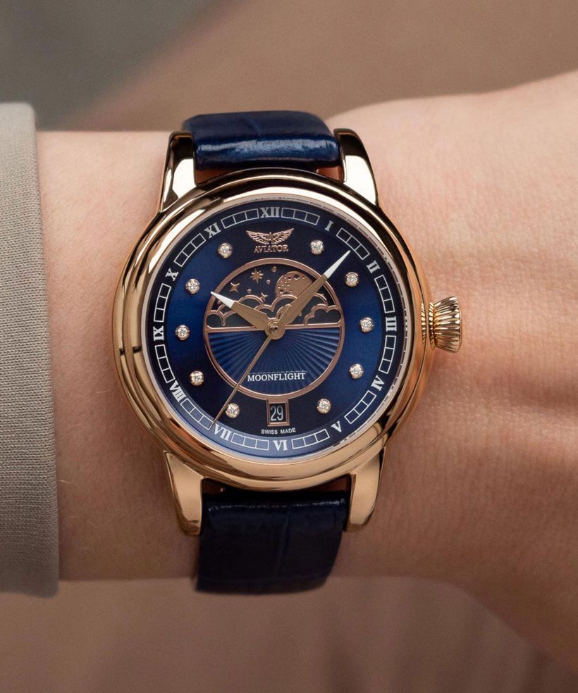 Часовник Дамски Aviator Douglas Moonflight Blue Diamonds Limited Edition