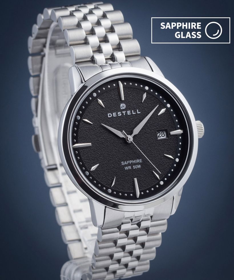 Часовник Мъжки DESTELL Pictor Black Silver Steel Sapphire