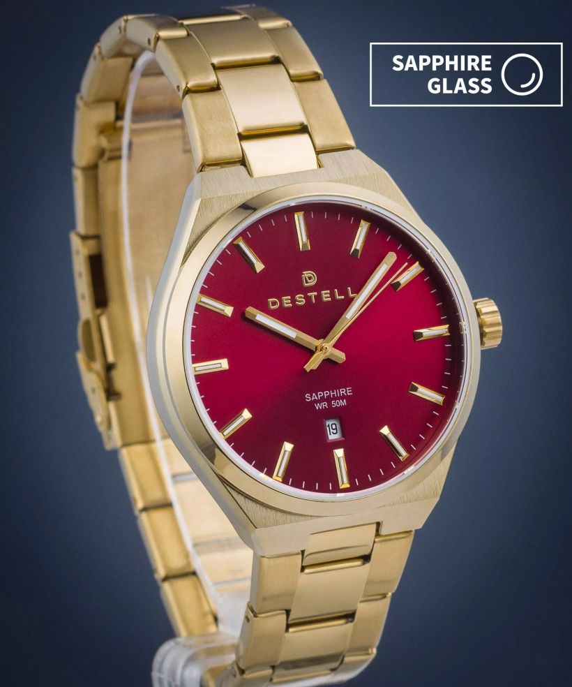 Часовник Мъжки DESTELL Aries Red Gold Steel Sapphire