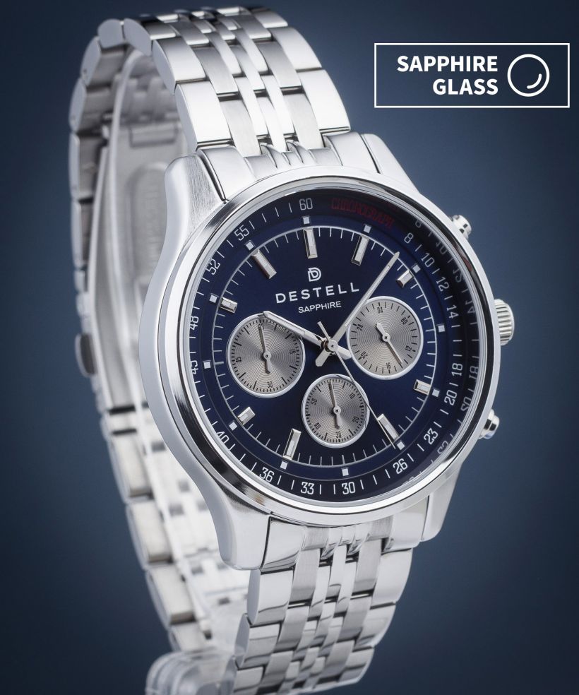 Часовник Мъжки DESTELL Circinus Blue Silver Steel Chronograph Sapphire