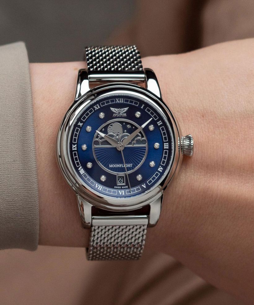 Часовник Дамски Aviator Douglas Moonflight Blue Diamonds Limited Edition
