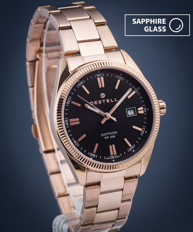 Часовник Мъжки DESTELL Loup Black Rose Gold Steel Sapphire