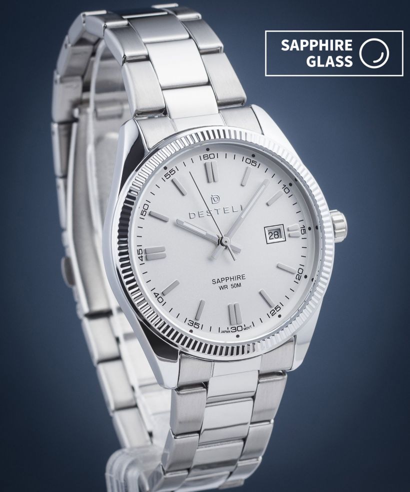 Часовник Мъжки DESTELL Loup White Silver Steel Sapphire