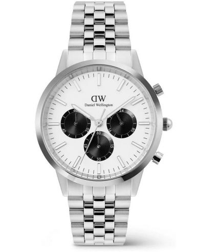 Часовник Мъжки Daniel Wellington Iconic Arch 5-Link Off- White Panda Silver Chronograph