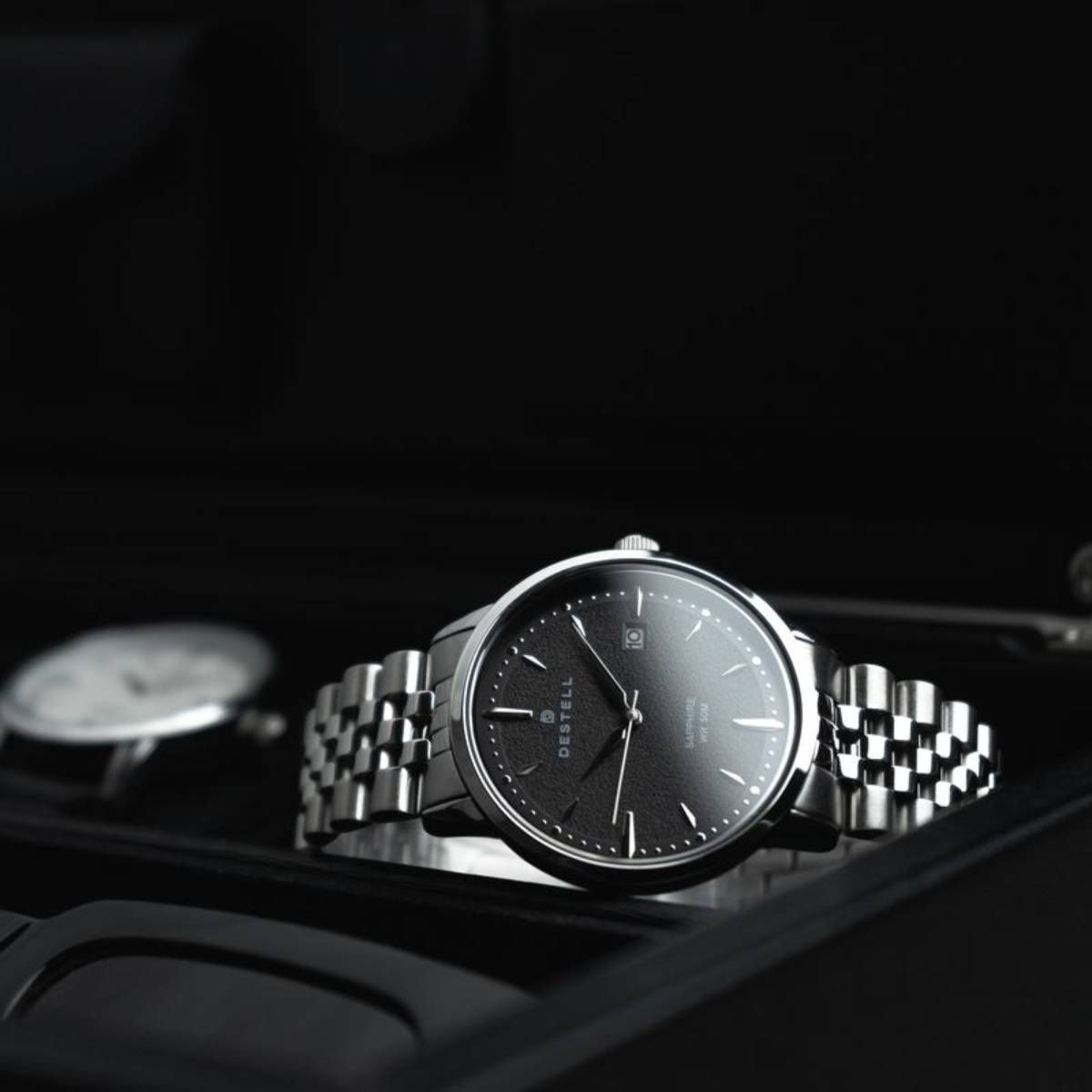 Часовник Мъжки DESTELL Pictor Black Silver Steel Sapphire